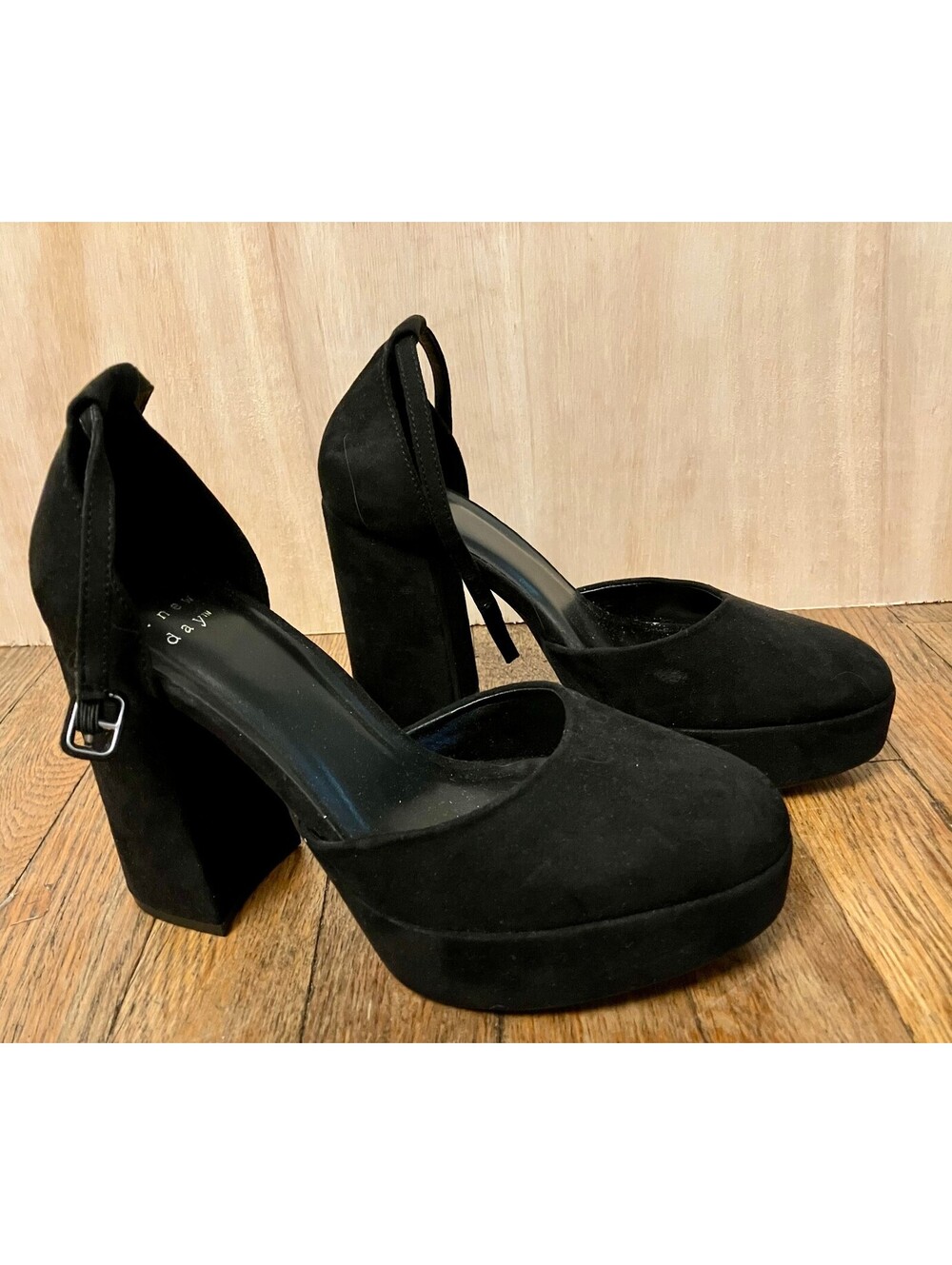 Target A New Day Black Platform Mary Jane Heels Chunky Block Ankle Strap 7